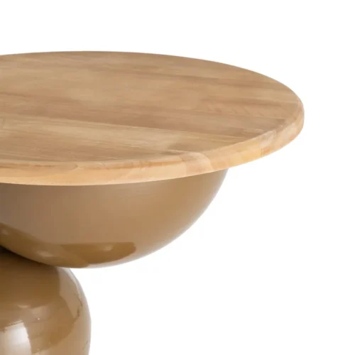 Bout de canapé rond en bois d'hévéa et métal marron Ixia Ø 49,5 cm — vue 2