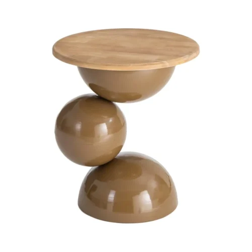 Bout de canapé rond en bois d'hévéa et métal marron Ixia Ø 49,5 cm — vue 6
