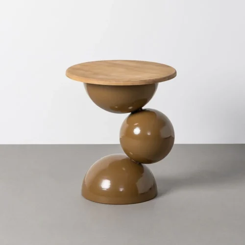 Bout de canapé rond en bois d'hévéa et métal marron Ixia Ø 49,5 cm — vue 7