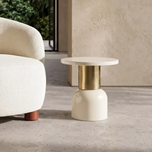 Bout de canapé rond en métal blanc Ixia Ø 40 cm