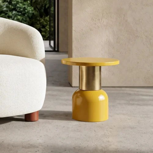 Bout de canapé rond en métal moutarde Ixia Ø 40 cm