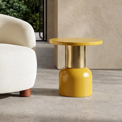 Tables d'appoint Ixia Bout de canapé rond en métal moutarde Ixia Ø 51 cm