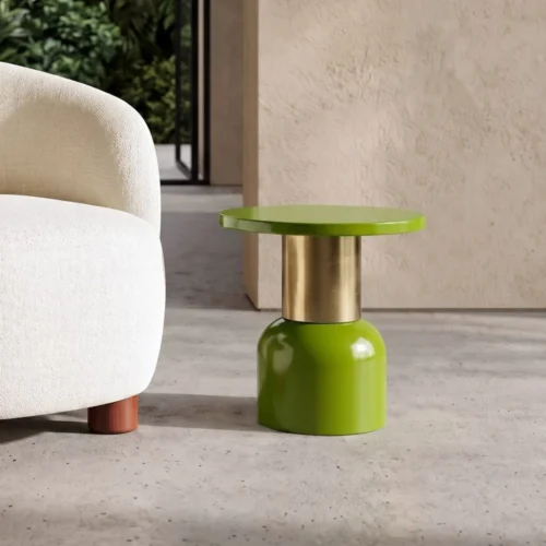 Bout de canapé rond en métal vert Ixia Ø 40 cm