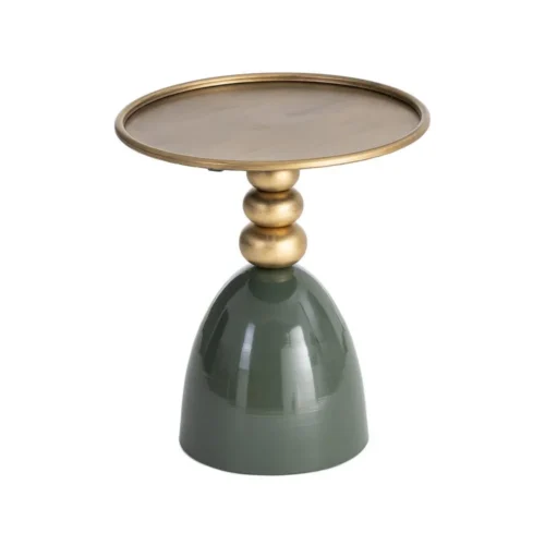 Bout de canapé rond en métal vert Ixia 40 x 47 cm