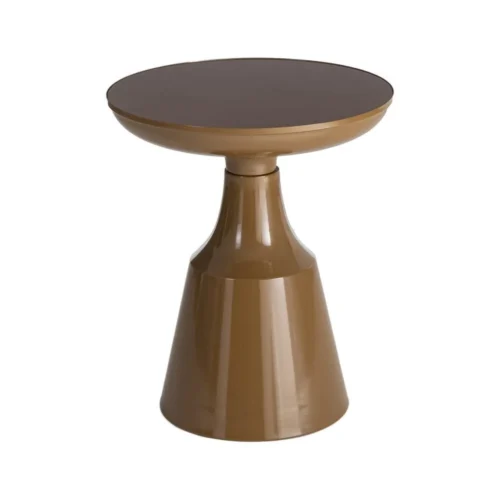 Bout de canapé rond en verre trempé et métal terre cuite Ixia Ø 50 cm — vue 6