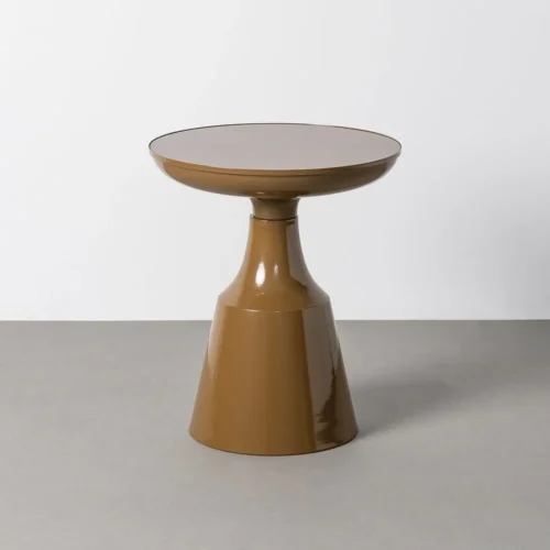Bout de canapé rond en verre trempé et métal terre cuite Ixia Ø 50 cm — vue 7