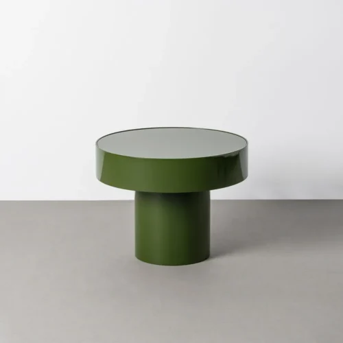 Bout de canapé rond en verre trempé et métal vert Ixia Ø 60 cm