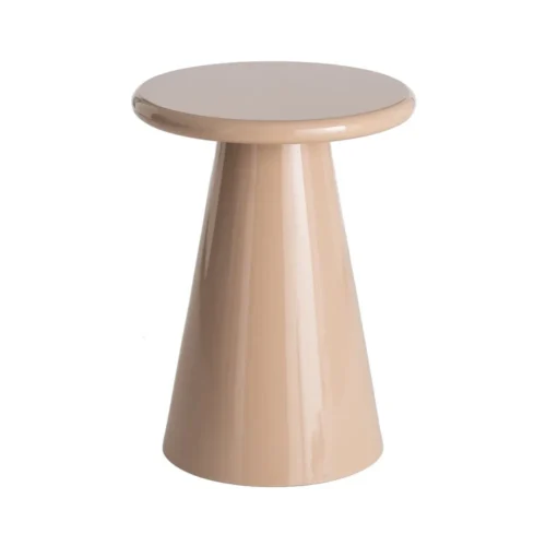 Bout de canapé rond laqué brillant taupe Ixia Ø 45 cm