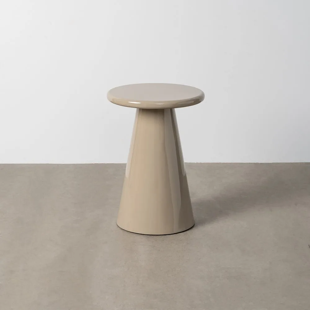 Bout de canapé rond laqué brillant taupe Ixia 45 x 60 cm