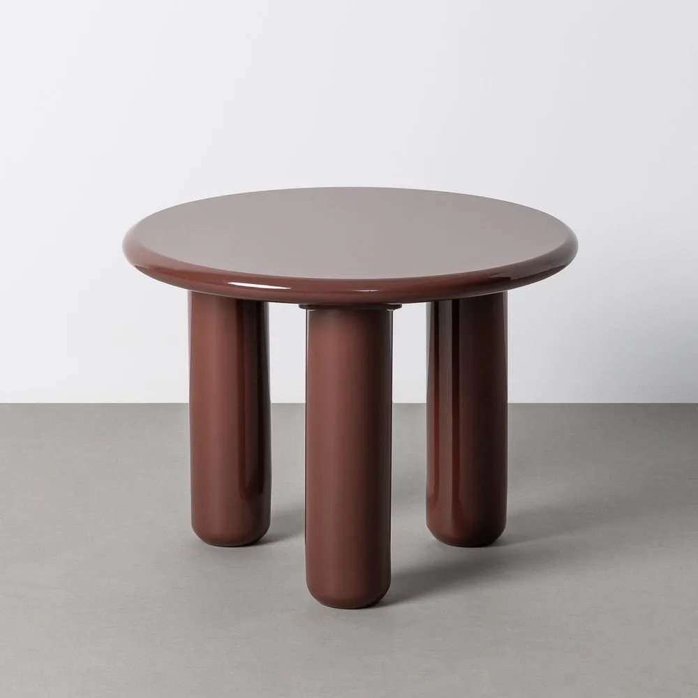 Bout de canapé rond laqué grenat Ixia Ø 60 cm