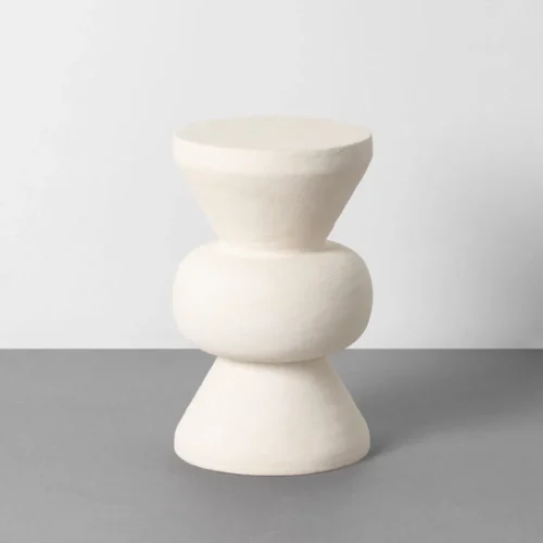 Bout de canapé rond métal blanc effet papier mâché Ixia Ø 30 cm