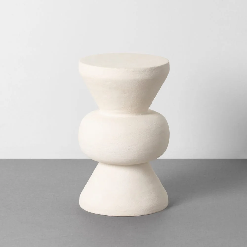 Bout de canapé rond métal blanc effet papier mâché Ixia Ø 30 cm