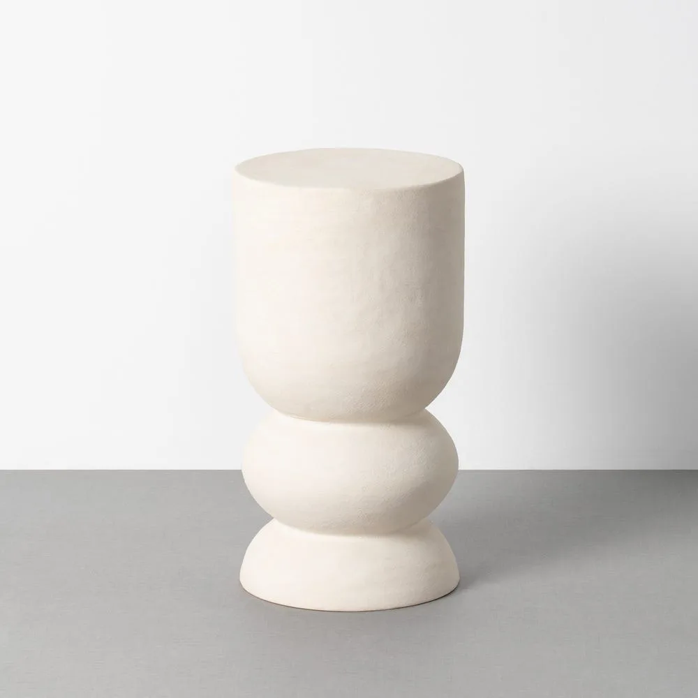 Bout de canapé rond métal blanc effet papier mâché Ixia Ø 31 cm