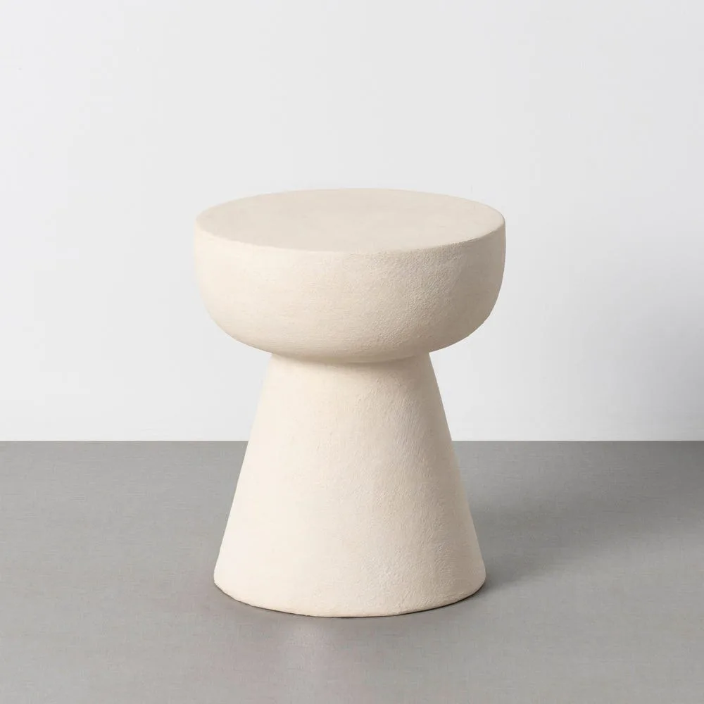 Bout de canapé rond métal blanc effet papier mâché Ixia Ø 34 cm