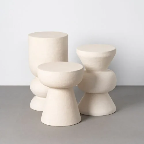 Bout de canapé rond métal blanc effet papier mâché Ixia Ø 34 cm — vue 2