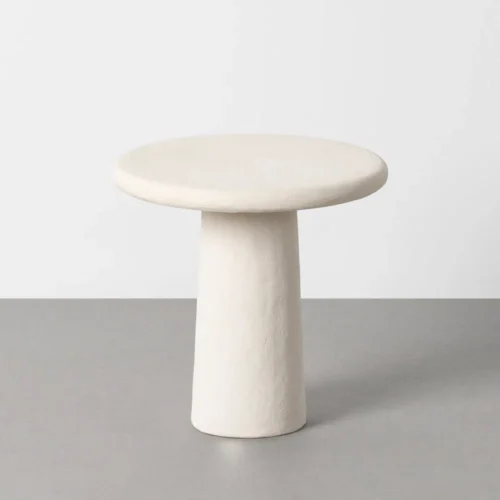 Bout de canapé rond métal blanc effet papier mâché Ixia Ø 38 cm