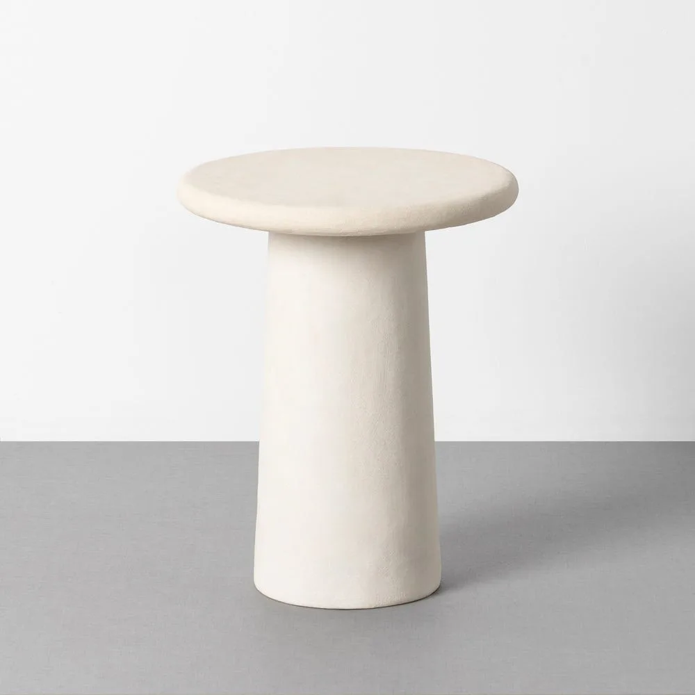 Bout de canapé rond métal blanc effet papier mâché Ixia Ø 38 x H. 49 cm