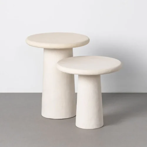 Bout de canapé rond métal blanc effet papier mâché Ixia Ø 38 x H. 49 cm — vue 2