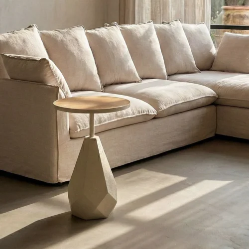 Bout de canapé rond métal crème Ixia Ø 45 cm