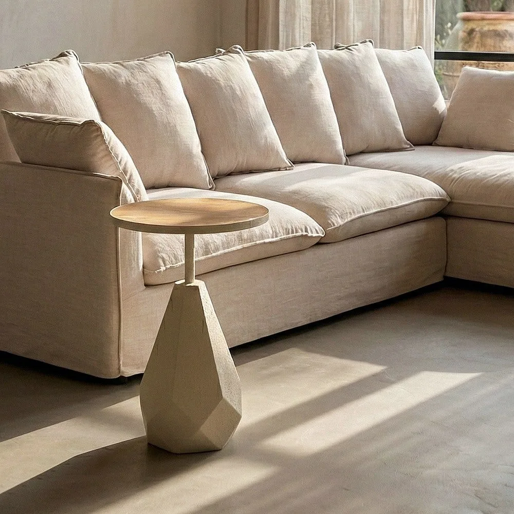 Bout de canapé rond métal crème Ixia Ø 45 cm