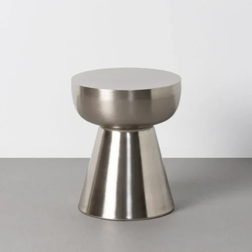 Bout de canapé rond métal finition acier Ixia Ø 34 cm
