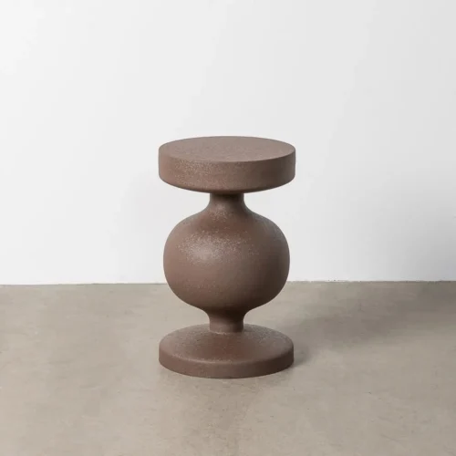 Bout de canapé rond métal marron finition acier Ixia Ø 33 cm