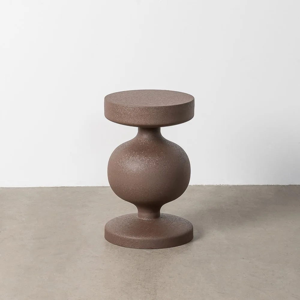 Bout de canapé rond métal marron finition acier Ixia Ø 33 cm
