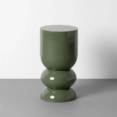 Bout de canapé rond métal vert brillant Ixia Ø 31 cm