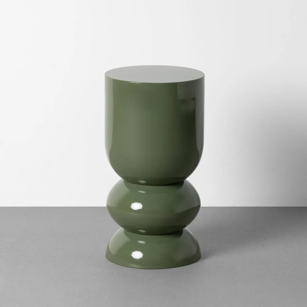 Bout de canapé rond métal vert brillant Ixia Ø 31 cm