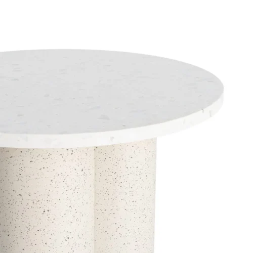 Bout de canapé rond plateau effet marbre blanc Ixia Ø 50 cm — vue 2