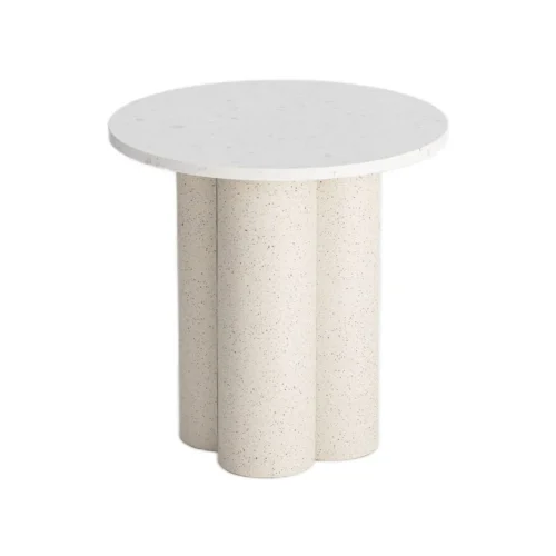 Bout de canapé rond plateau effet marbre blanc Ixia Ø 50 cm — vue 6