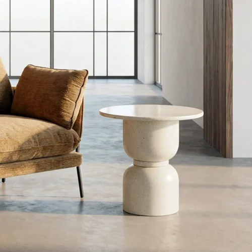 Bout de canapé rond plateau laqué blanc Ixia Ø 60 cm