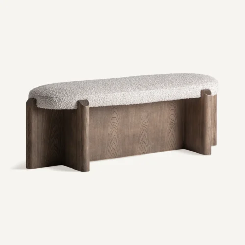 Bout de lit Jacquard orme marron et tissu beige Vical Home — vue 2