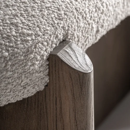 Bout de lit Jacquard orme marron et tissu beige Vical Home — vue 3