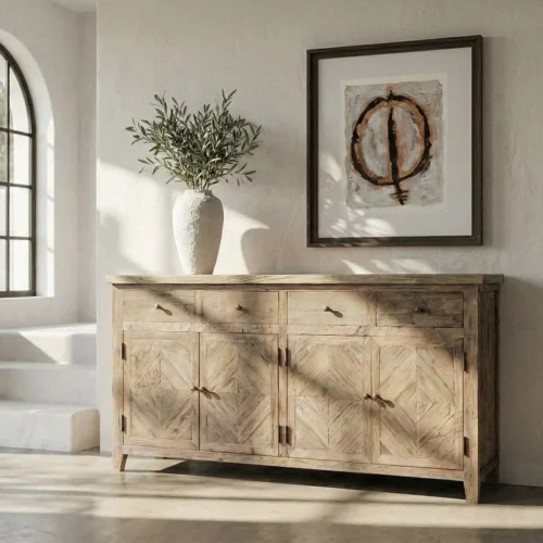 Buffet bois de pin recyclé 4 portes 4 tiroirs Ixia 180 cm