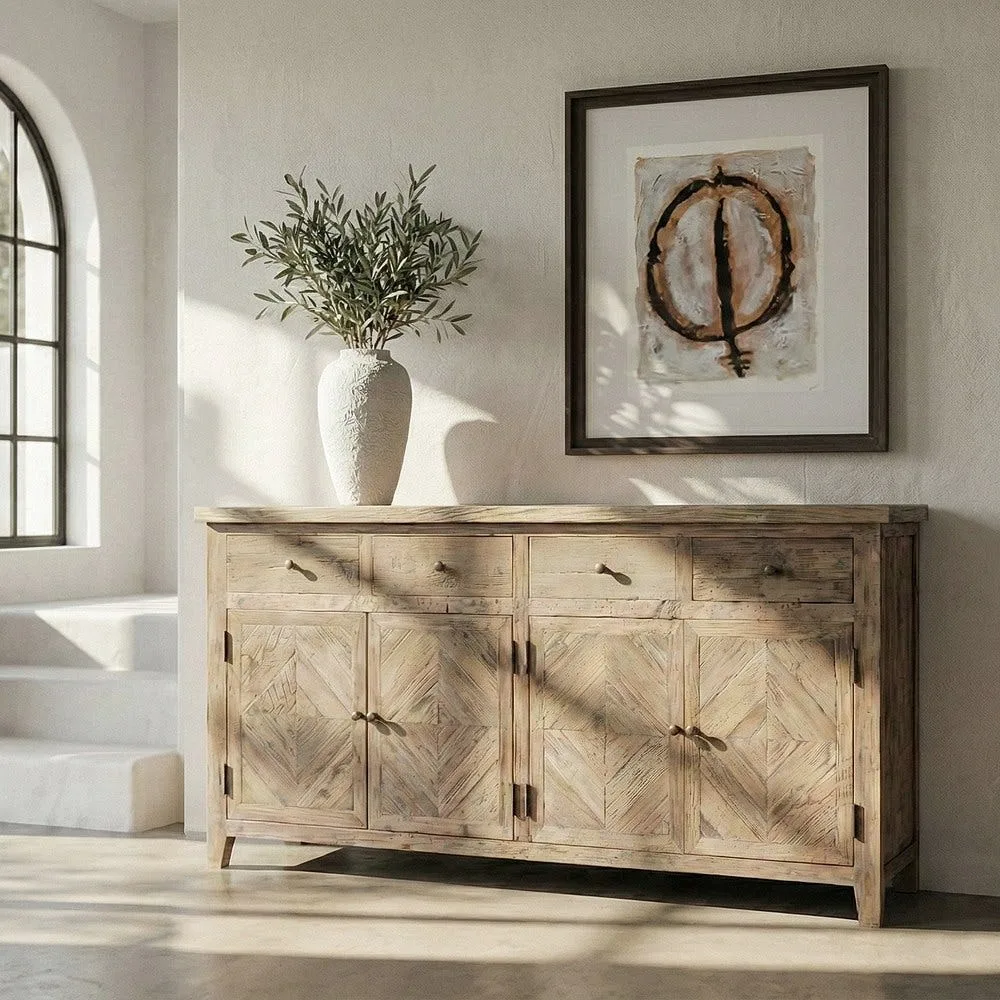 Buffet bois de pin recyclé 4 portes 4 tiroirs Ixia 180 cm