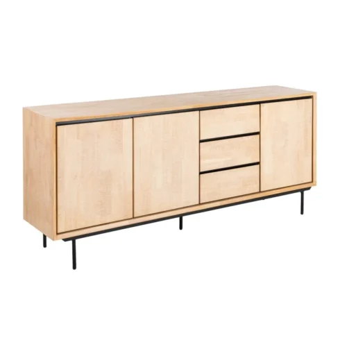 Buffet bois et métal noir 2 portes 2 tiroirs Ixia 200 cm — vue 2