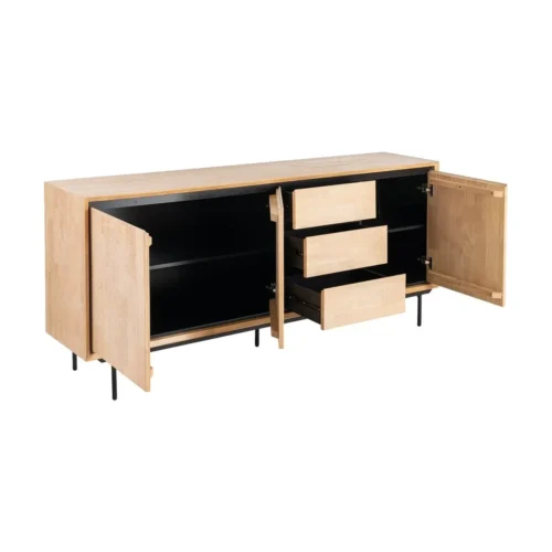 Buffet bois et métal noir 2 portes 2 tiroirs Ixia 200 cm — vue 3