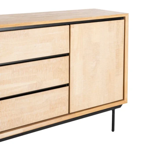 Buffet bois et métal noir 2 portes 2 tiroirs Ixia 200 cm — vue 4