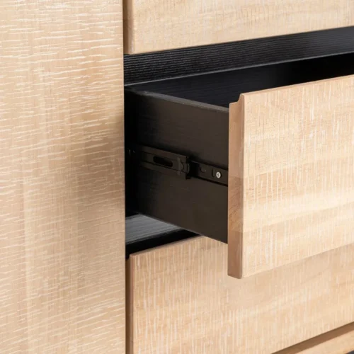Buffet bois et métal noir 2 portes 2 tiroirs Ixia 200 cm — vue 6