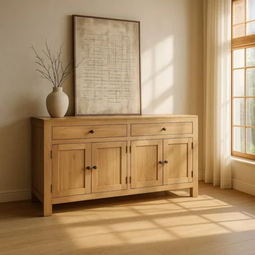 Buffet bois de mindi 4 portes 2 tiroirs Ixia 140 cm — vue 10
