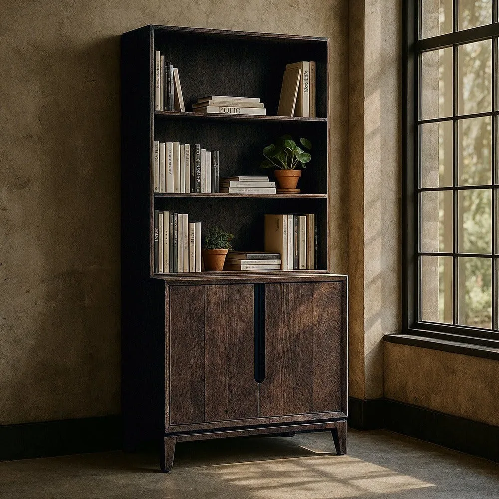 Buffet haut vaisselier bois de manguier marron Ixia 100 cm