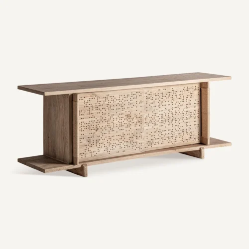 Buffet Jacquard bois de manguier brun clair Vical Home — vue 2