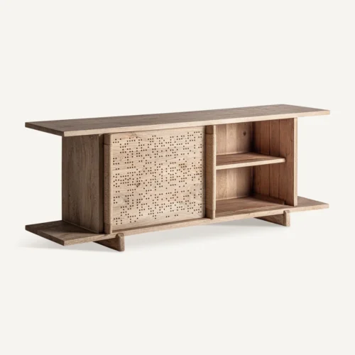 Buffet Jacquard bois de manguier brun clair Vical Home — vue 3