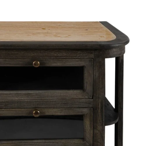 Buffet marbre et bois de manguier 6 tiroirs Ixia 155 cm — vue 4