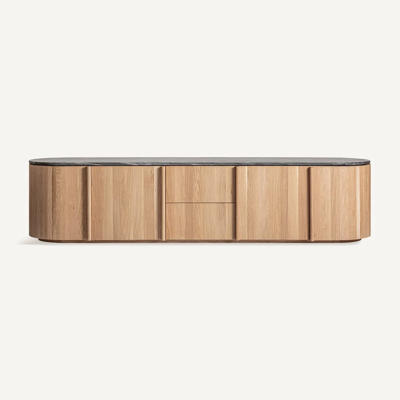 Buffet Nara chêne clair et marbre noir hauteur 56 cm Vical Home