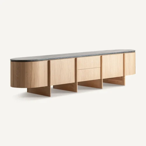 Buffet Nara chêne et marbre noir Vical Home — vue 2