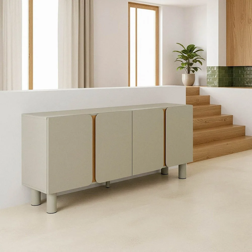 Buffet taupe laqué 4 portes Ixia 180 cm