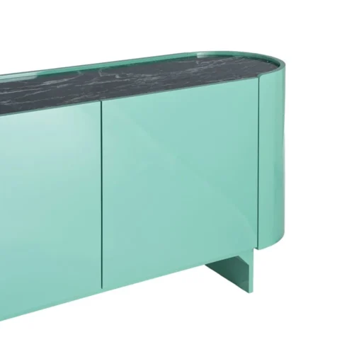 Buffet vert laqué plateau marbre Ixia 160 cm — vue 2