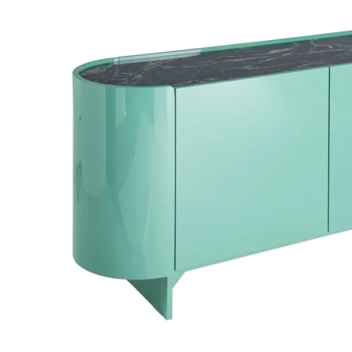 Buffet vert laqué plateau marbre Ixia 160 cm — vue 3